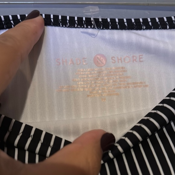 Shade & Shore Black and White Striped Bikini Bottom - Picture 2 of 4